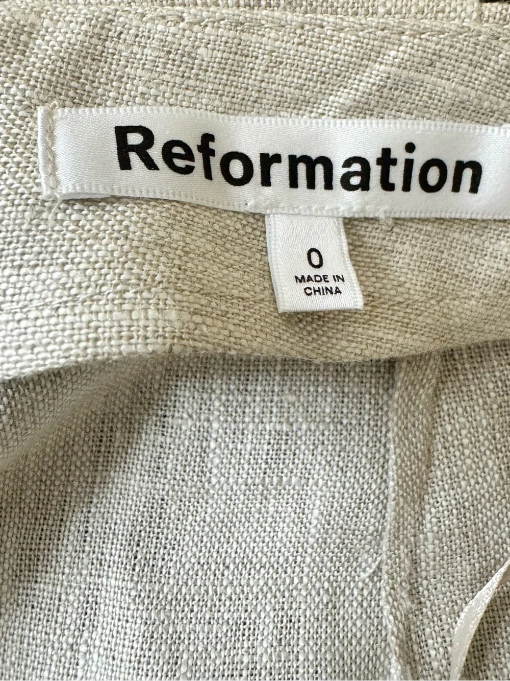 Reformation Scarlett Linen Two Piece Set in Oatmeal womens size 0 New